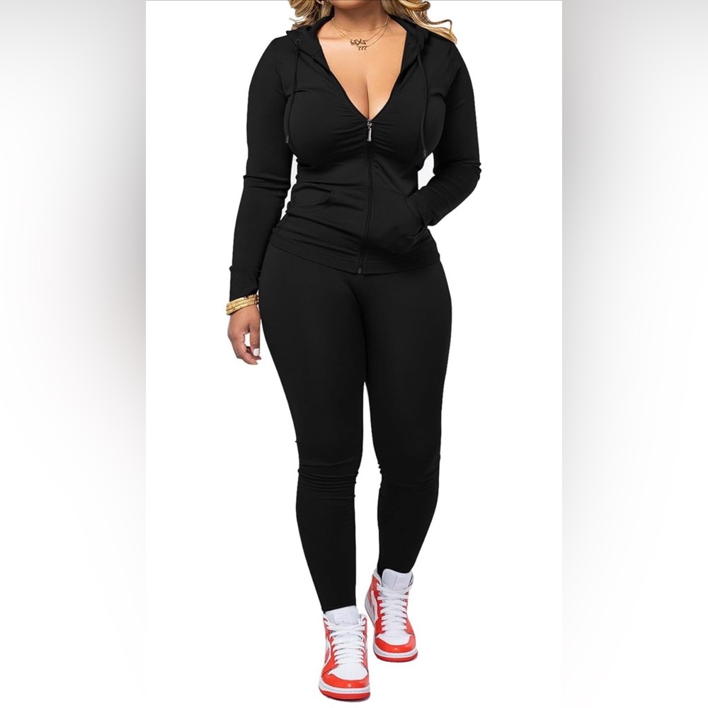 Black Slim Fit Jogger Sweatpants Women XL High Waisted Stretch Activewear Pants